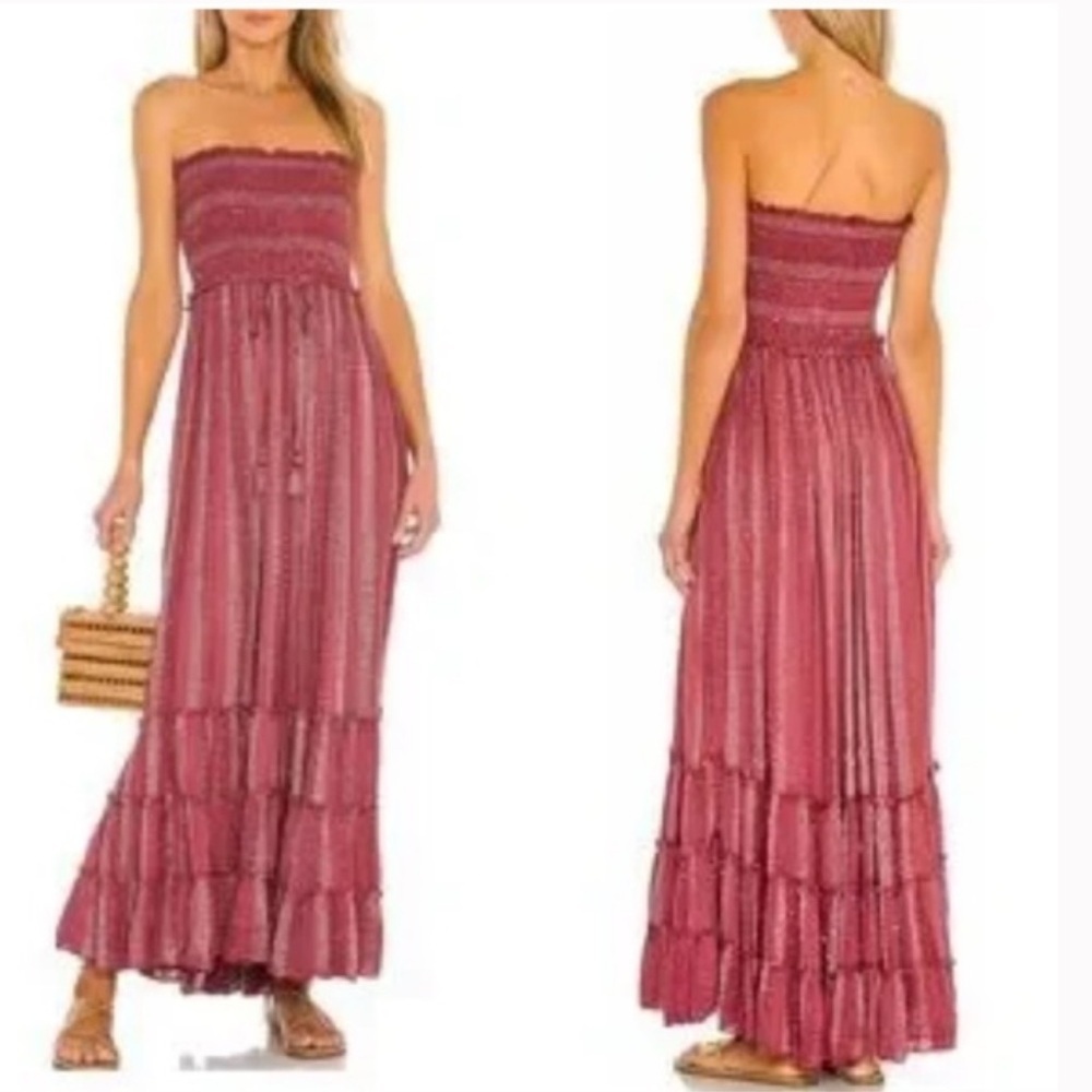 PQ Swim Strapless Maxi Dress - Berry Medium Large